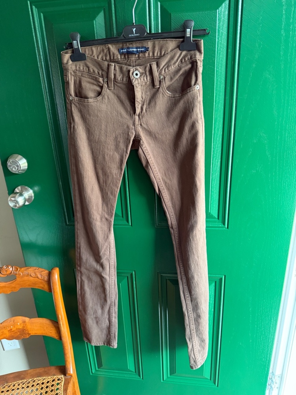 Ralph Lauren Brown Straight Jeans with Leather Patch